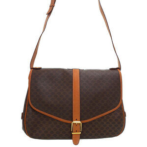 Celine Macadam Leather Shoulder Bag Brown